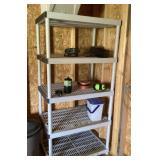 6' plastic shelf and contents