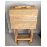 Wood TV trays with storage rack