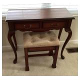 Queen Anne console table & upholstered stool