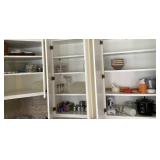 Contents of 3 upper kitchen cabinets