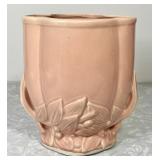 McCoy Pottery salmon pink leaves & berries vase