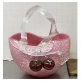 Art glass cherries basket