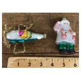 2 mercury glass Santa ornaments
