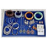 Costume jewelry bracelets, earrings, necklace