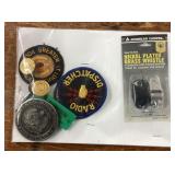 Small collectibles lot with whistle, patches, etc.