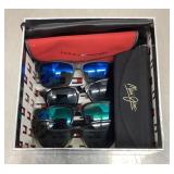 Assorted sunglasses and cases