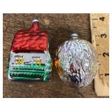 2 mercury glass ornaments