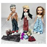 3 Bratz dolls and accessories