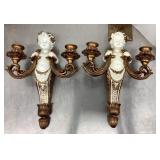 Pair of cherub candle sconces