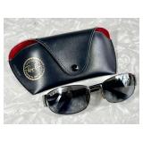 Ray-Ban Leather II sport wrap sunglasses w/ case
