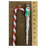 Mercury glass icicle and candy cane ornaments