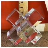 Large glass geometric hyper cube paperweight