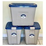 Two 12 gallon & one 18 gallon Suncast totes