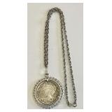 1924 silver Peace Dollar necklace