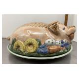 Louisville Stoneware roast pig covered platter