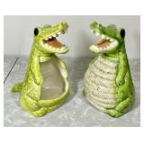 1969 Ceramic alligator coin bank and dresser caddy