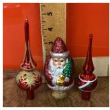 3 glass Christmas tree toppers