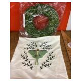Decorative wreath and decorated pillow cover