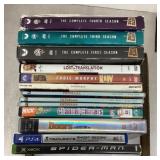 Group of DVDs & PS4 and XBox games