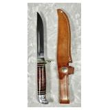 Western fixed blade knife w/leather sheath