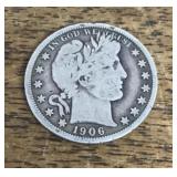 1906 O Barber half dollar