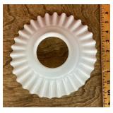 Glass oil lamp pleated milk glass shade