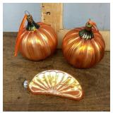3 blown glass ornaments