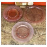 Pink Depression glass plates