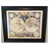 Framed world map art print 22 1/2" x 26 1/2"