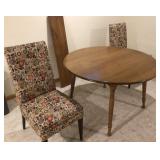 48" round kitchen table and 2 upholstered chairs