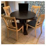 Round table, 4 chairs, leaf