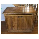 Primitive cabinet with galvanized lined bin