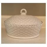 Belleek oval basketweave covered casserole