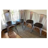 4 Buschman metal chairs with wood seats