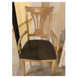 Wood armchair with upholstered seat
