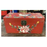 Hand painted storage chest 9x17x 8" tall
