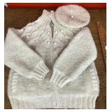 Zip front sweater with matching hat