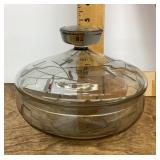Lidded glass candy dish