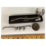 Jewelry with sterling bracelet & brooch