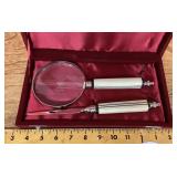 Magnifying glass and letter opener set