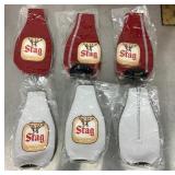 6 Stag beer bottle koozies