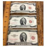3 red seal $2 bills