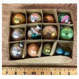 Box of vintage glass ornaments