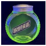 Green Depression uranium glass salt shaker