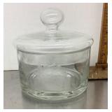 Etched crystal candy dish