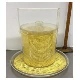 MCM raffia ware ice bucket and tray
