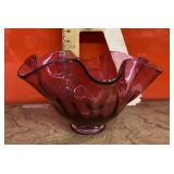 Fenton cranberry glass ruffled bowl