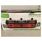 Three crock buffet slow cooker