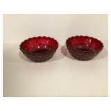 Ruby red bubble glass bowls set of two