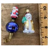 Mercury glass Santa ornaments